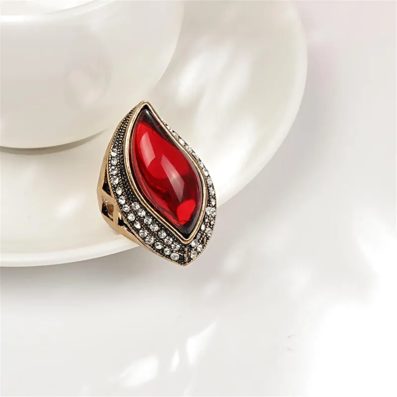 Red & Goldtone Abstract Leaf Ring made by Zulily