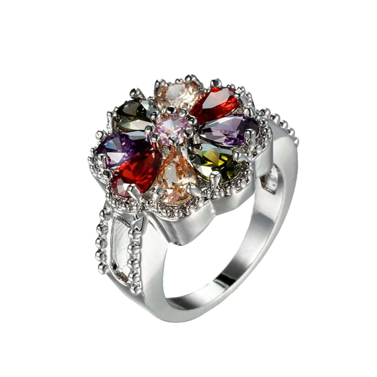 Red & Purple Crystal Flower Ring sold by Zulily product image thumbnail 2