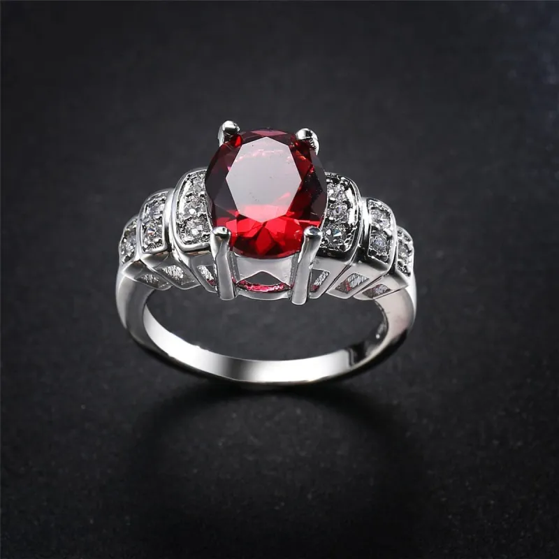 Red Corundum & Cubic Zirconia Oval Ring made by Zulily