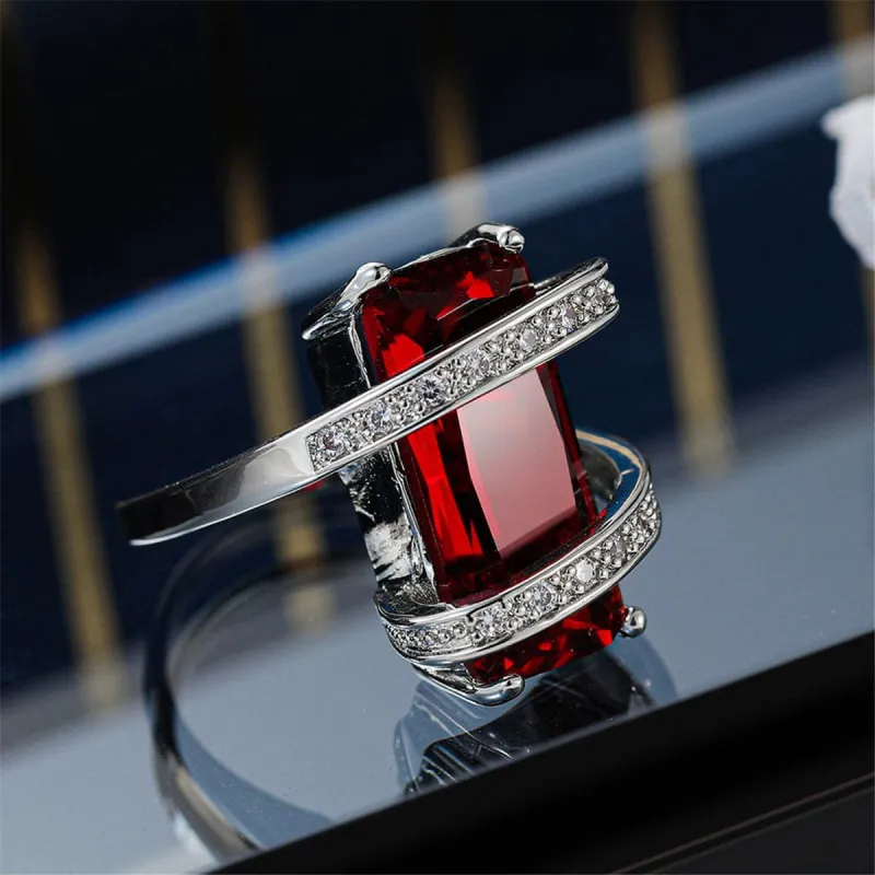 Red Crystal & Cubic Zirconia Geometric Ring made by Zulily