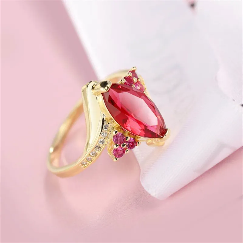 Red Crystal & Cubic Zirconia Goldtone Marquise Cluster Ring made by Zulily