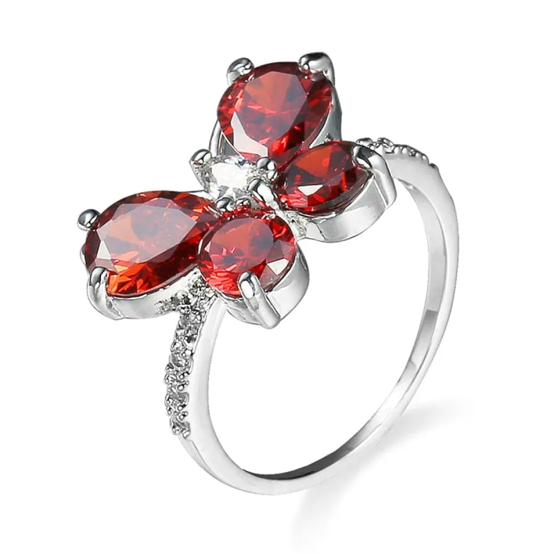 Red Crystal & Cubic Zirconia Butterfly Ring made by Zulily