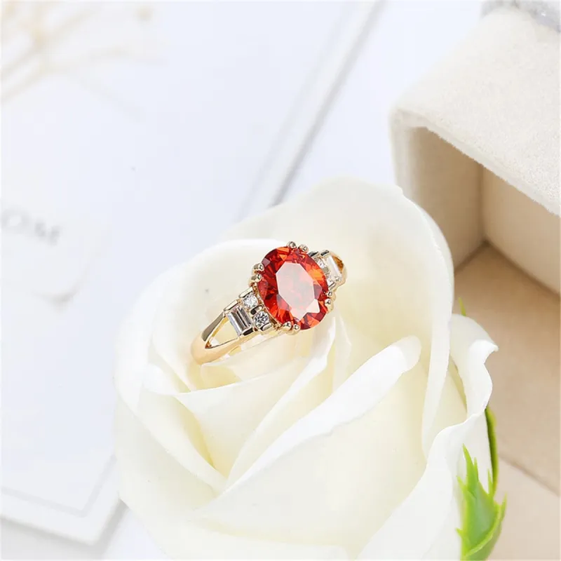 Red Crystal & Cubic Zirconia Goldtone Baguette Oval Ring made by Zulily