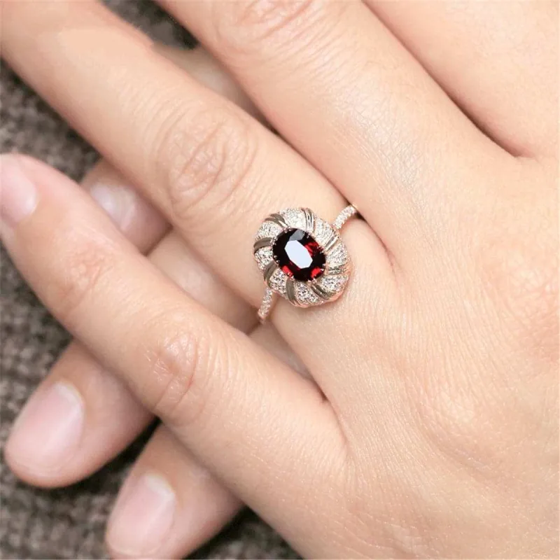Red Crystal & Cubic Zirconia Oval Floral Ring made by Zulily