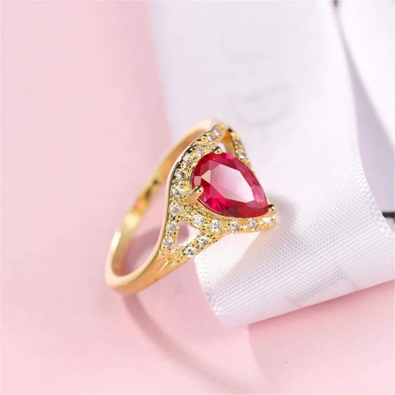 Red Crystal & Cubic Zirconia Pear-Cut Ring made by Zulily