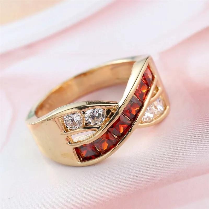 Red Crystal & Cubic Zirconia Princess-Cut Crisscross Ring made by Zulily
