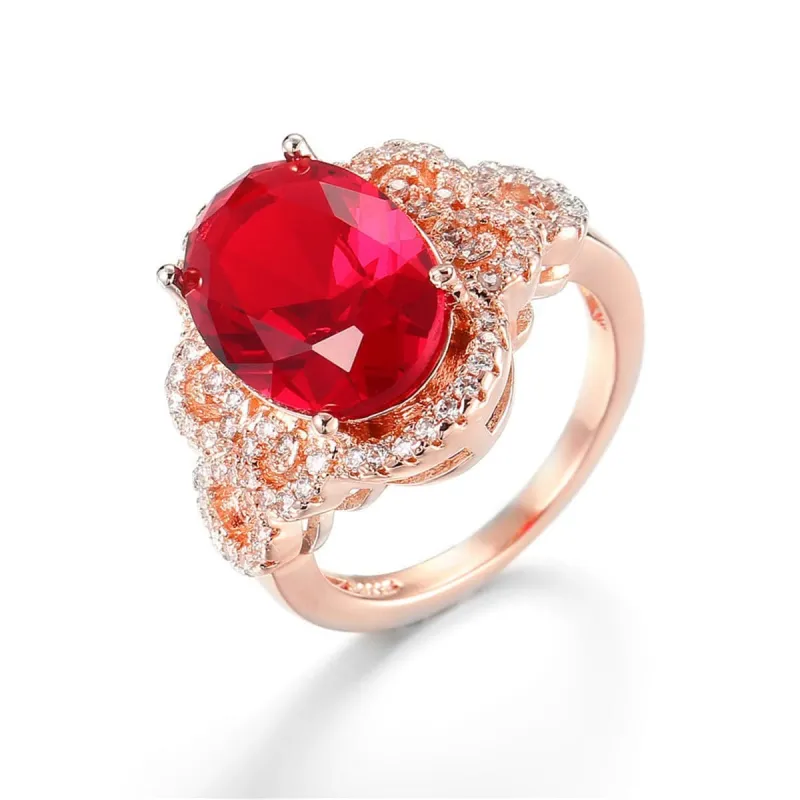 Red Crystal & Cubic Zirconia Red Crystal Floral Ring made by Zulily