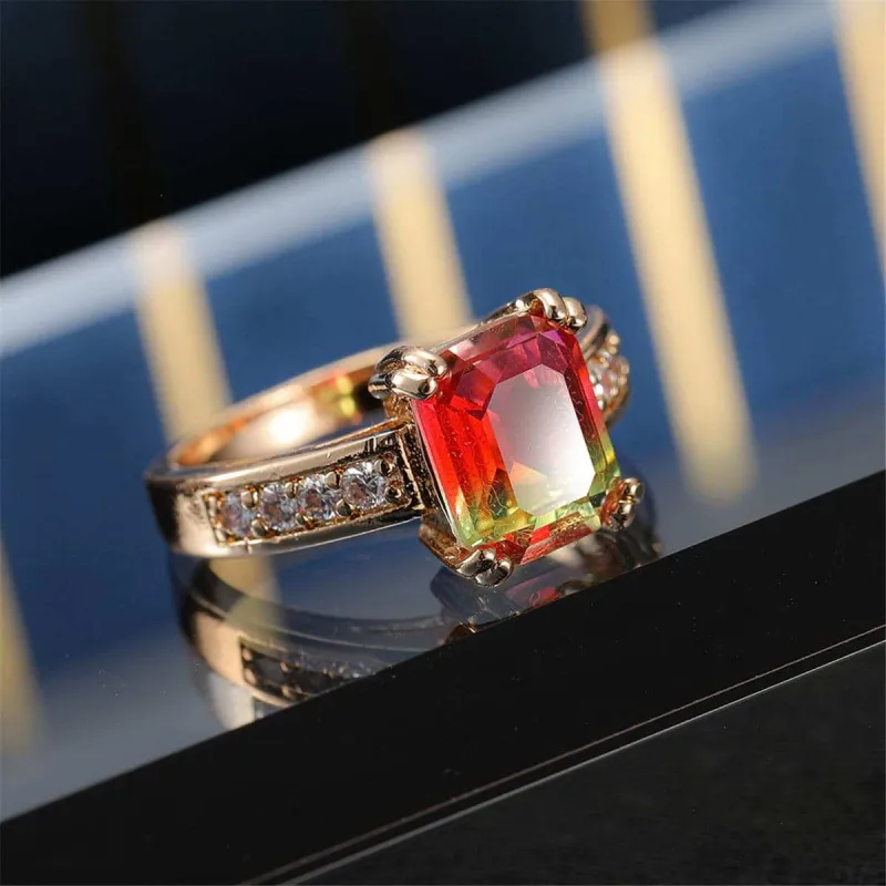 Red Crystal & Cubic Zirconia Rectangle Double-Prong Ring made by Zulily