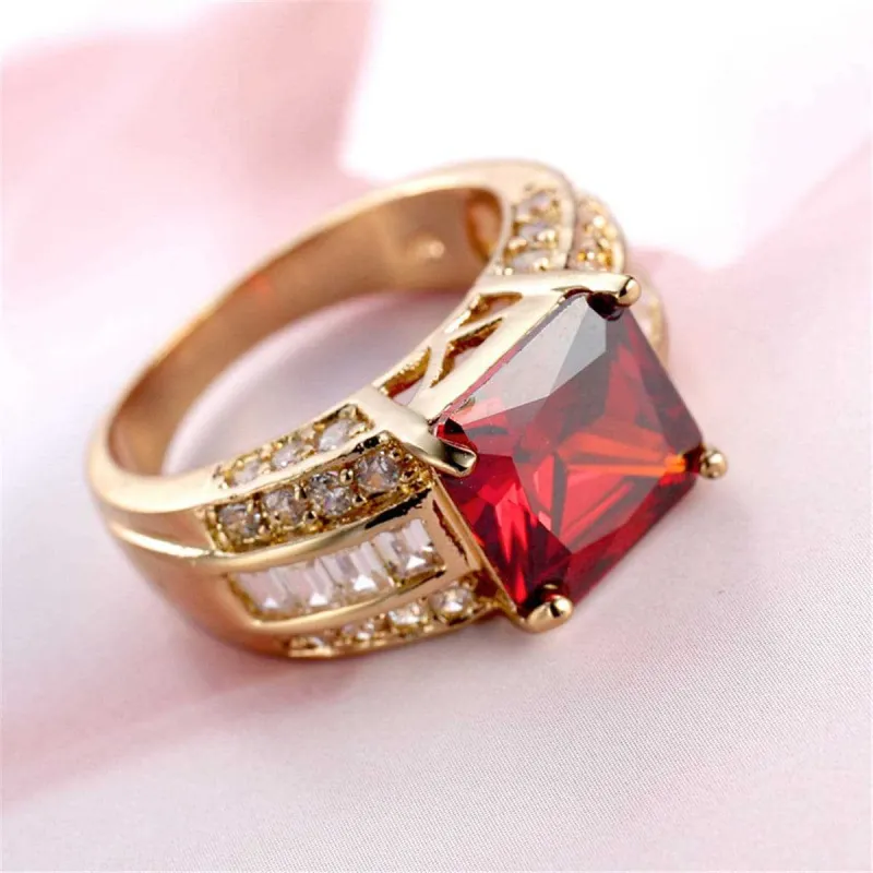 Red Crystal & Cubic Zirconia Square Ring made by Zulily