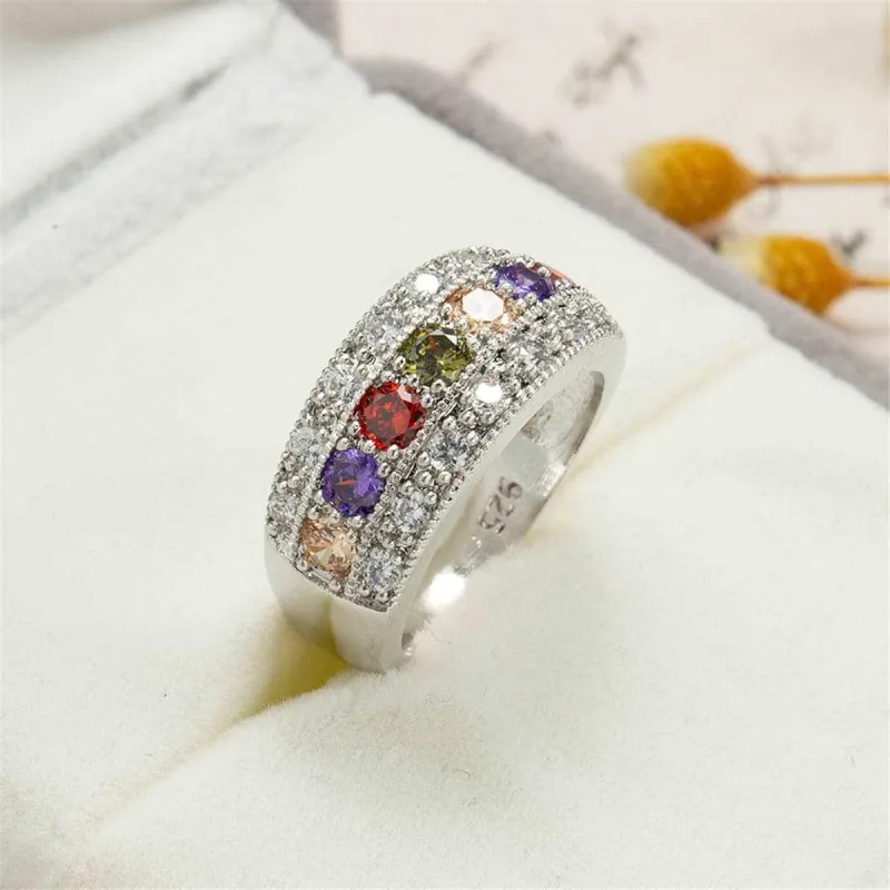 Red Crystal & Silvertone Band Ring made by Zulily