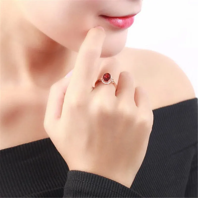 Red Crystal & Cubic Zirconia Rose Goldtone Halo Oval Ring made by Zulily