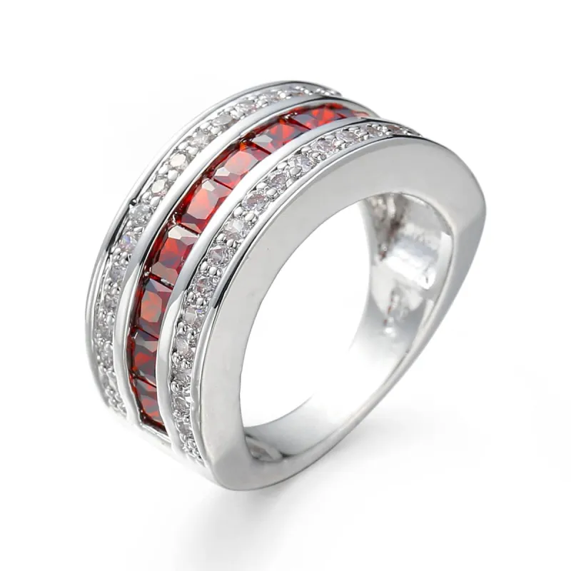 Red Crystal & Silvertone Invisible Ring made by Zulily