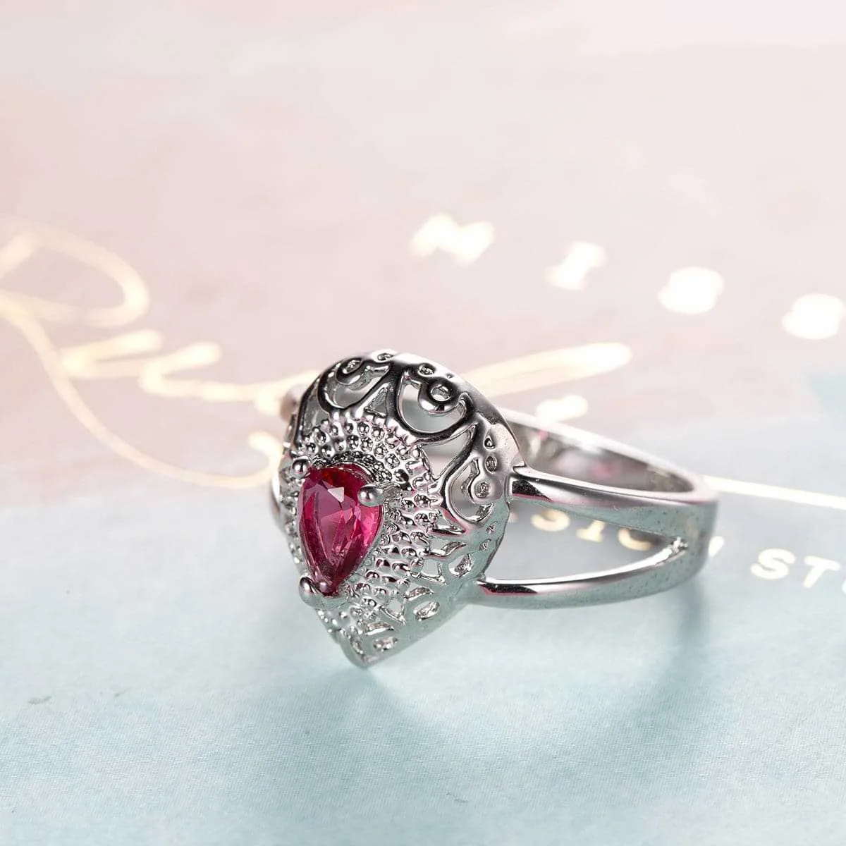 Red Crystal Pear-Cut Ring sold by Zulily product image thumbnail 2