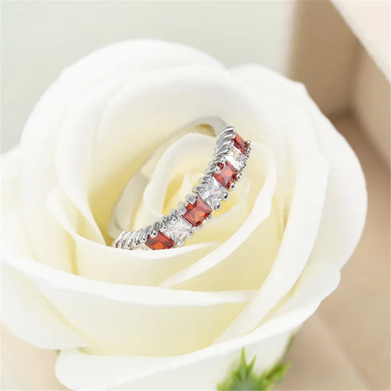 Red Crystal Princess-Cut Line Ring made by Zulily