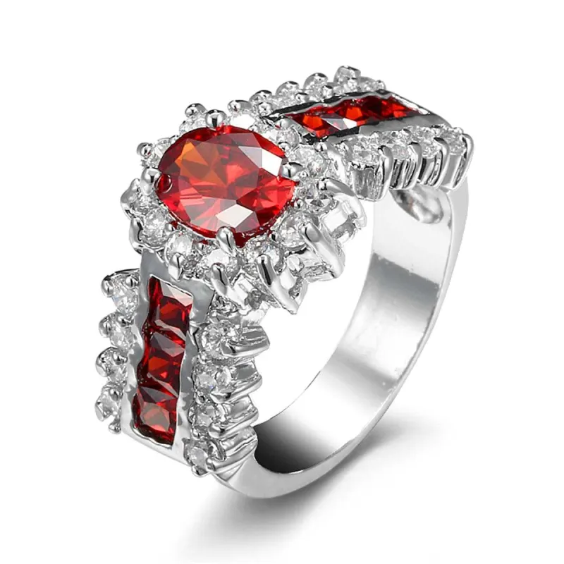 Red Cubic Zirconia & Crystal Baguette-Row Oval Ring made by Zulily