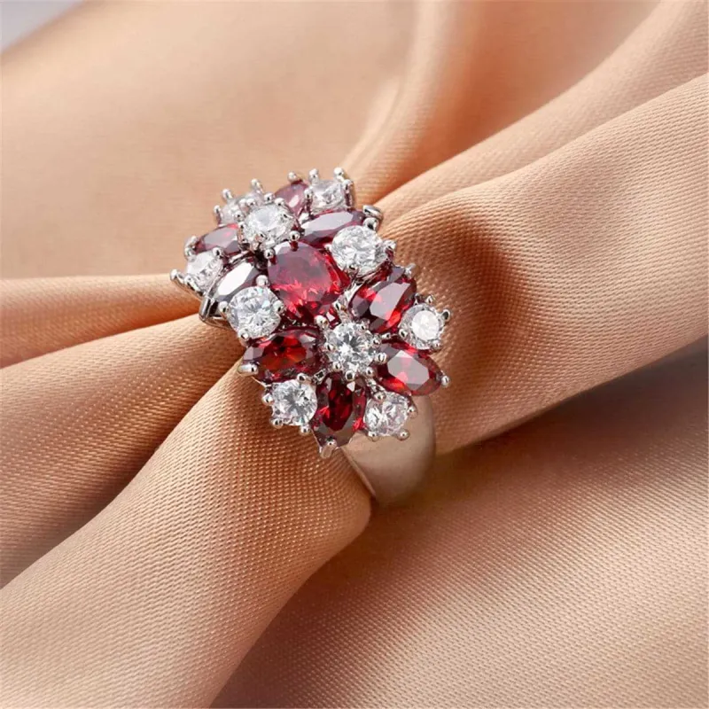Red Cubic Zirconia & Crystal Floral Ring made by Zulily