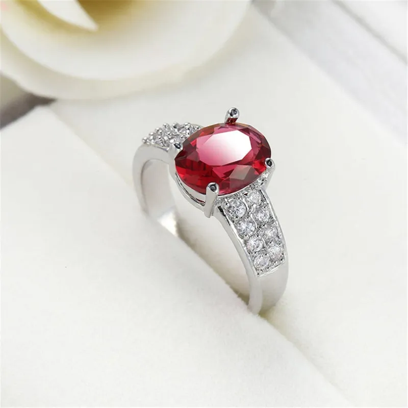 Red Cubic Zirconia & Crystal Two-Row Oval Ring made by Zulily
