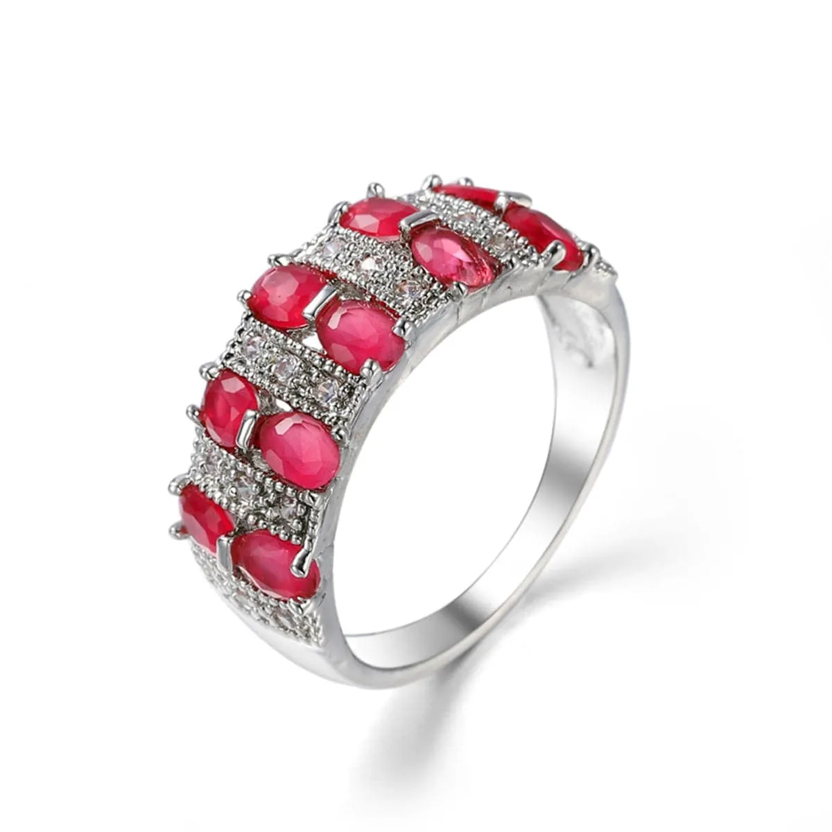 Red Cubic Zirconia & Crystal Two-Row Oval-Cut Ring sold by Zulily product image thumbnail 2