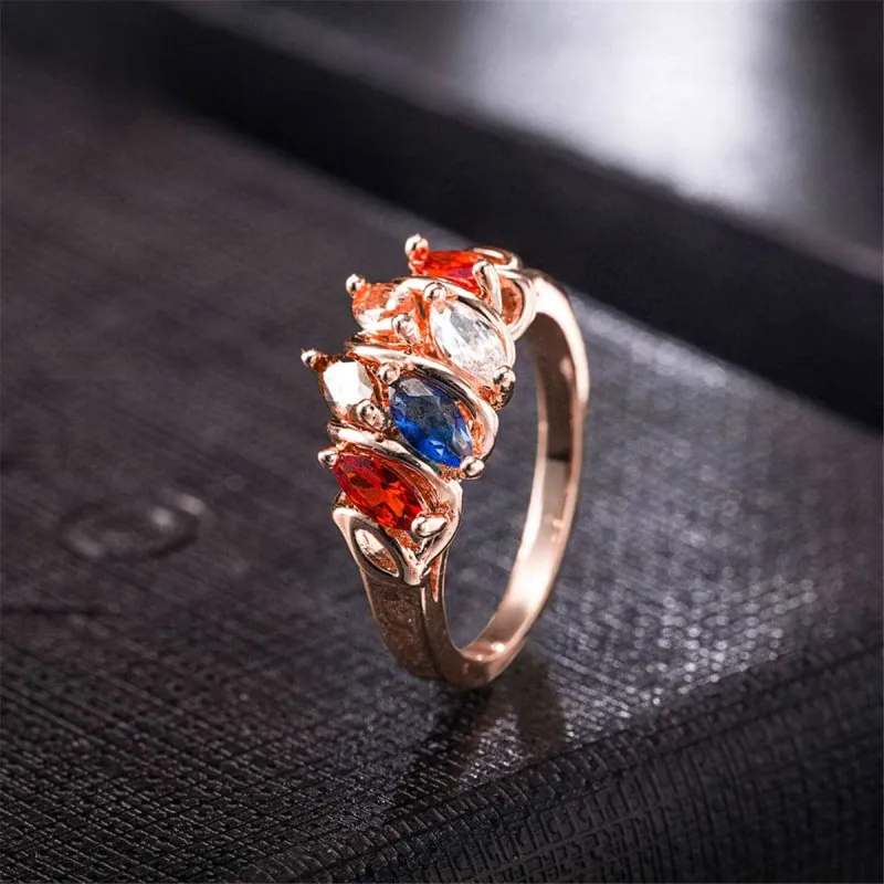 Red Multicolor Crystal & Rose Goldtone Prong Ring made by Zulily