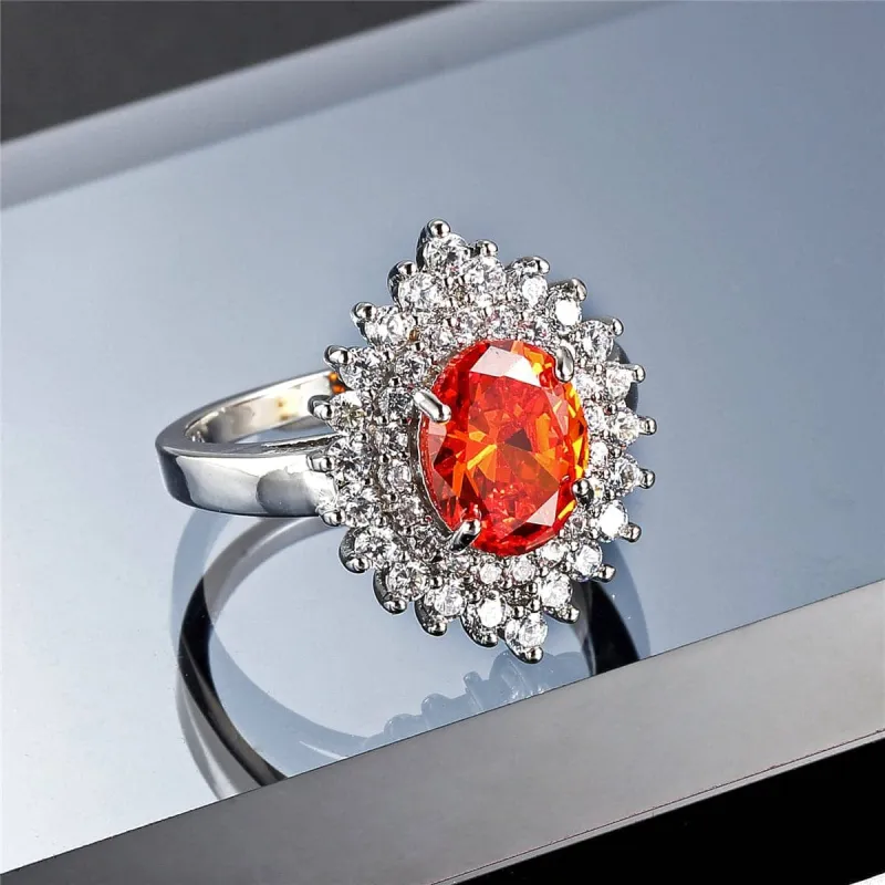 Red Oval Crystal & Cubic Zirconia Hola Ring made by Zulily