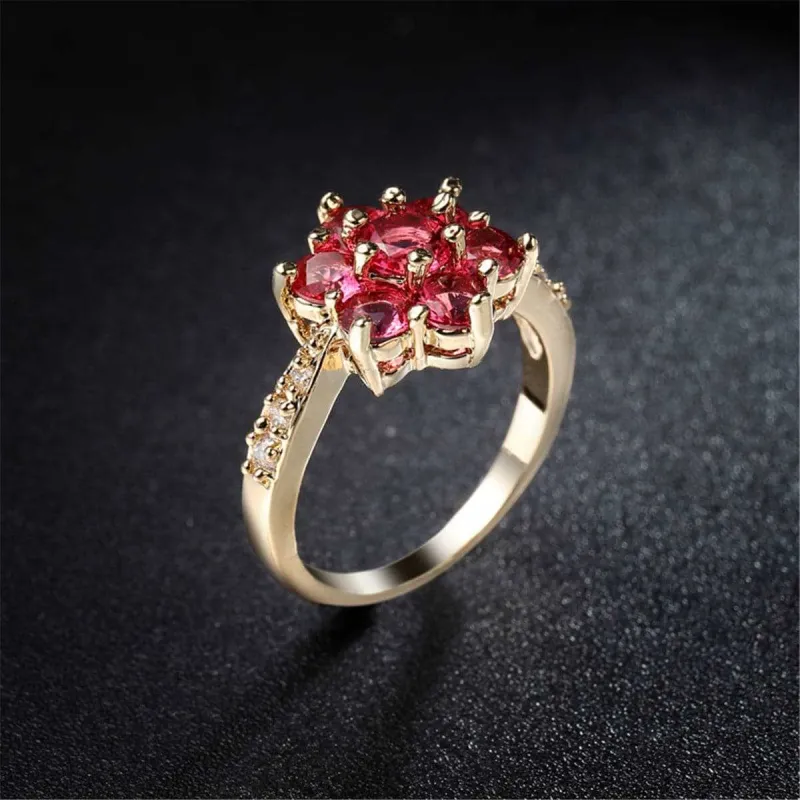 Rose Crystal & Cubic Zirconia Goldtone Floral Round Prong Ring made by Zulily