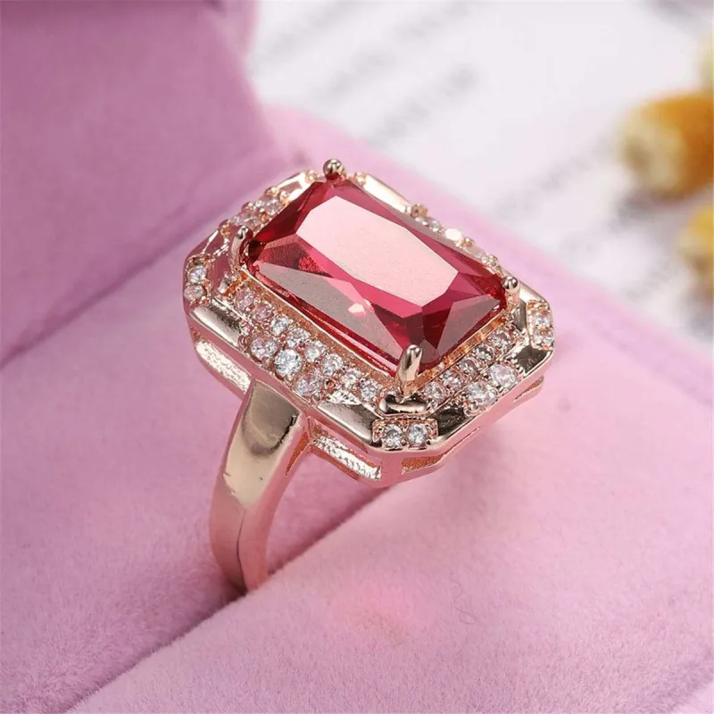 Rose Crystal & Cubic Zirconia Princess Ring made by Zulily