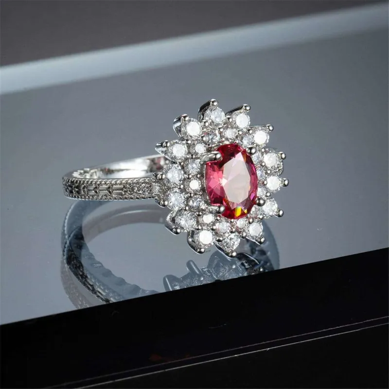 Rose Crystal & Cubic Zirconia Oval Flower Band Ring made by Zulily