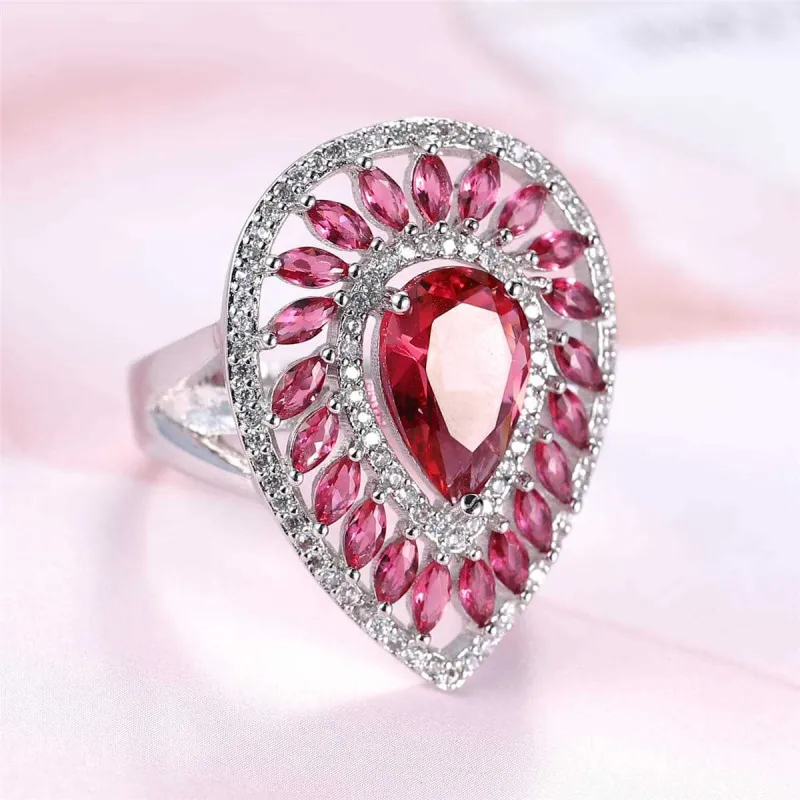 Rose Crystal & Cubic Zirconia Teardrop Ring made by Zulily