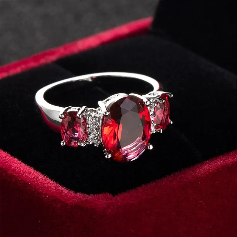 Rose Crystal & Silvertone Three-Stone Ring made by Zulily