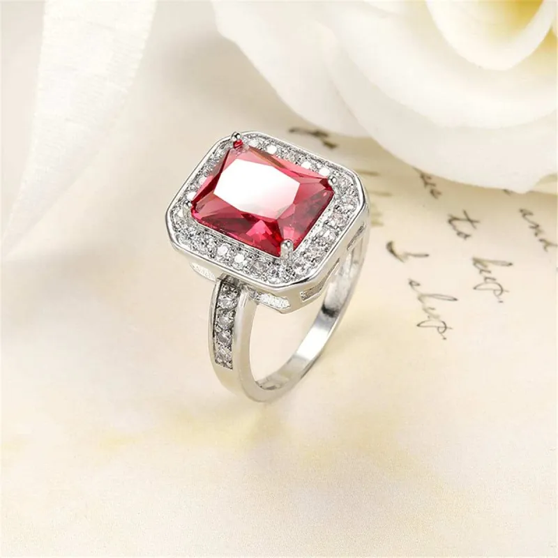 Rose Cubic Zirconia & Crystal Halo Radiant-Cut Ring made by Zulily