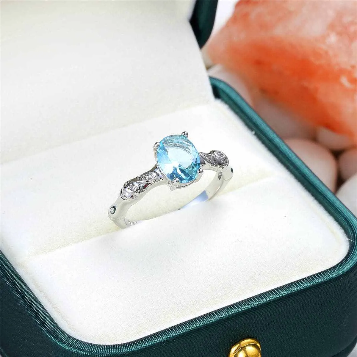 Sea Blue Crystal & Cubic Zirconia Bamboo Ring sold by Zulily product image thumbnail 2