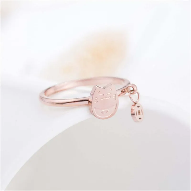 Rose Goldtone Kitty & Coin Ring made by Zulily