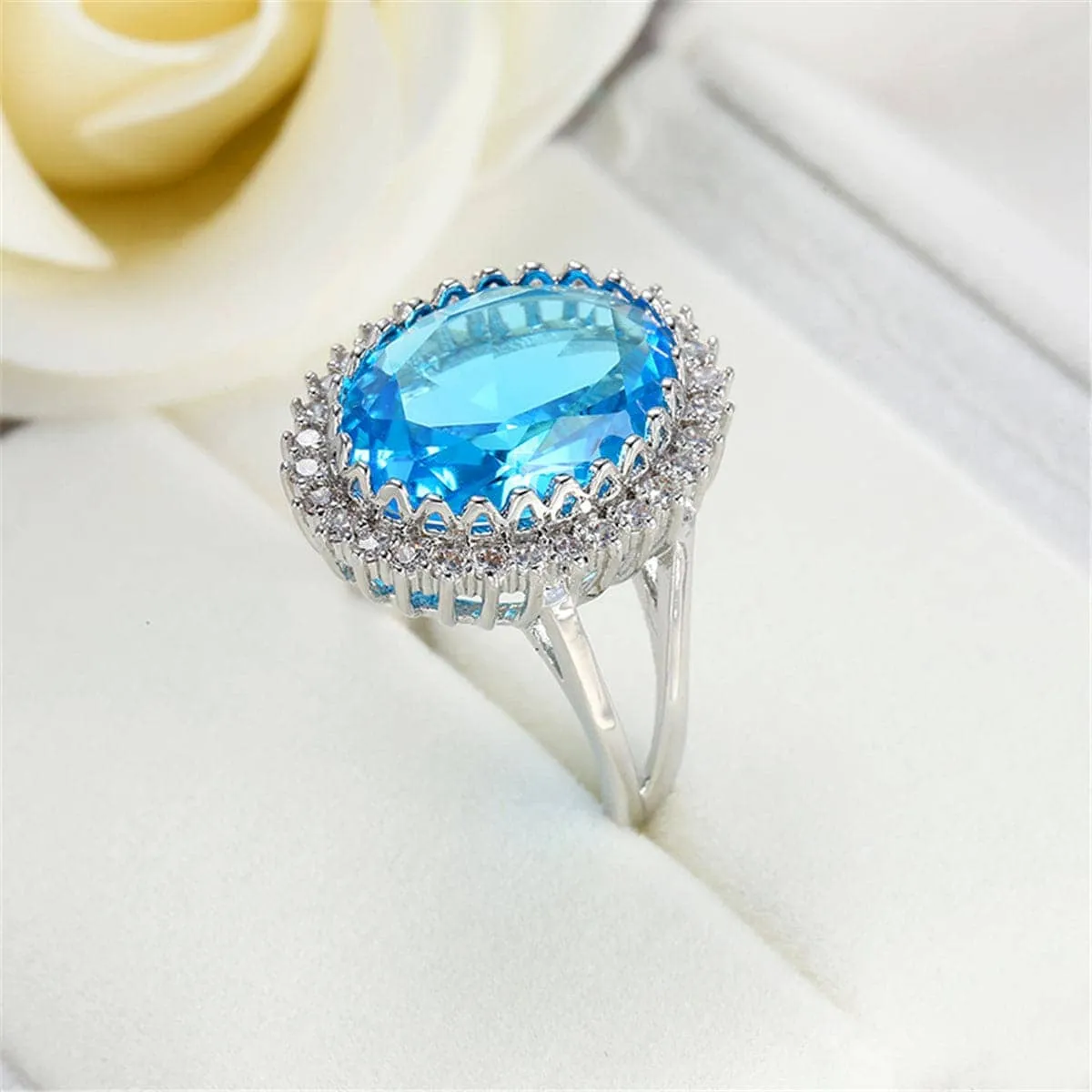 Sea Blue Crystal & Cubic Zirconia Oval-Cut Ring sold by Zulily