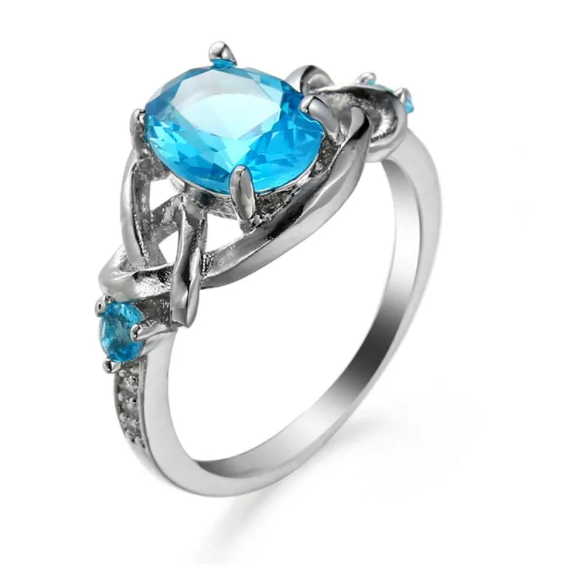 Sea Blue Crystal & Silvertone Botany Ring made by Zulily