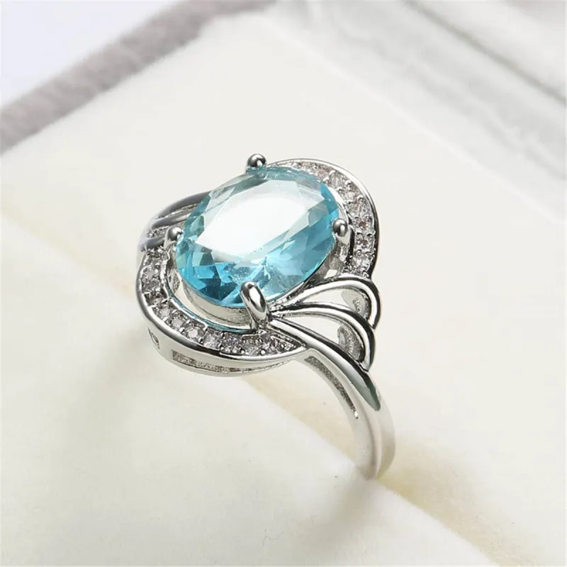 Sea Blue Crystal & Cubic Zirconia Wave Ring made by Zulily