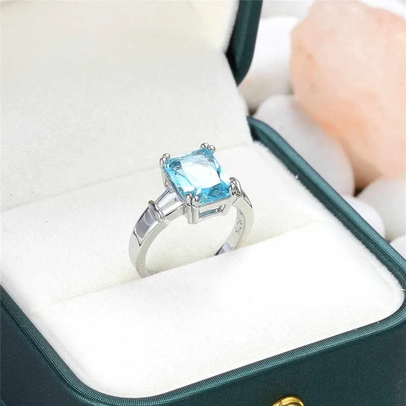 Sea Blue Crystal & Silvertone Ring made by Zulily