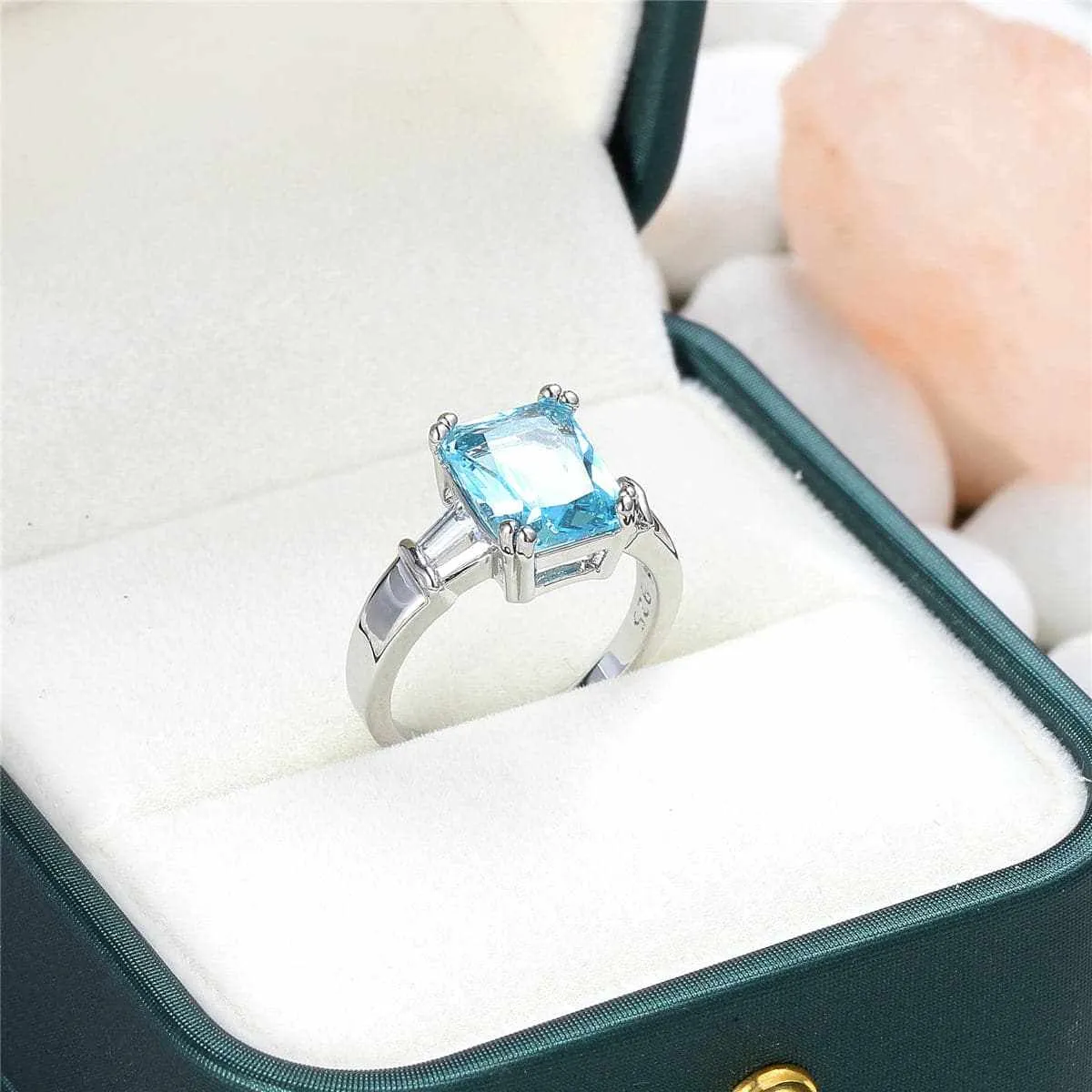 Sea Blue Crystal & Silvertone Ring sold by Zulily product image thumbnail 2