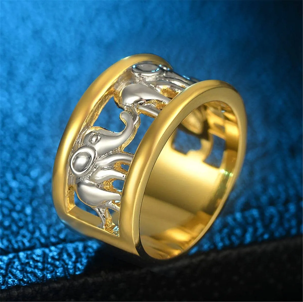 Silvertone & Goldtone Elephant Band Ring sold by Zulily product image thumbnail 2