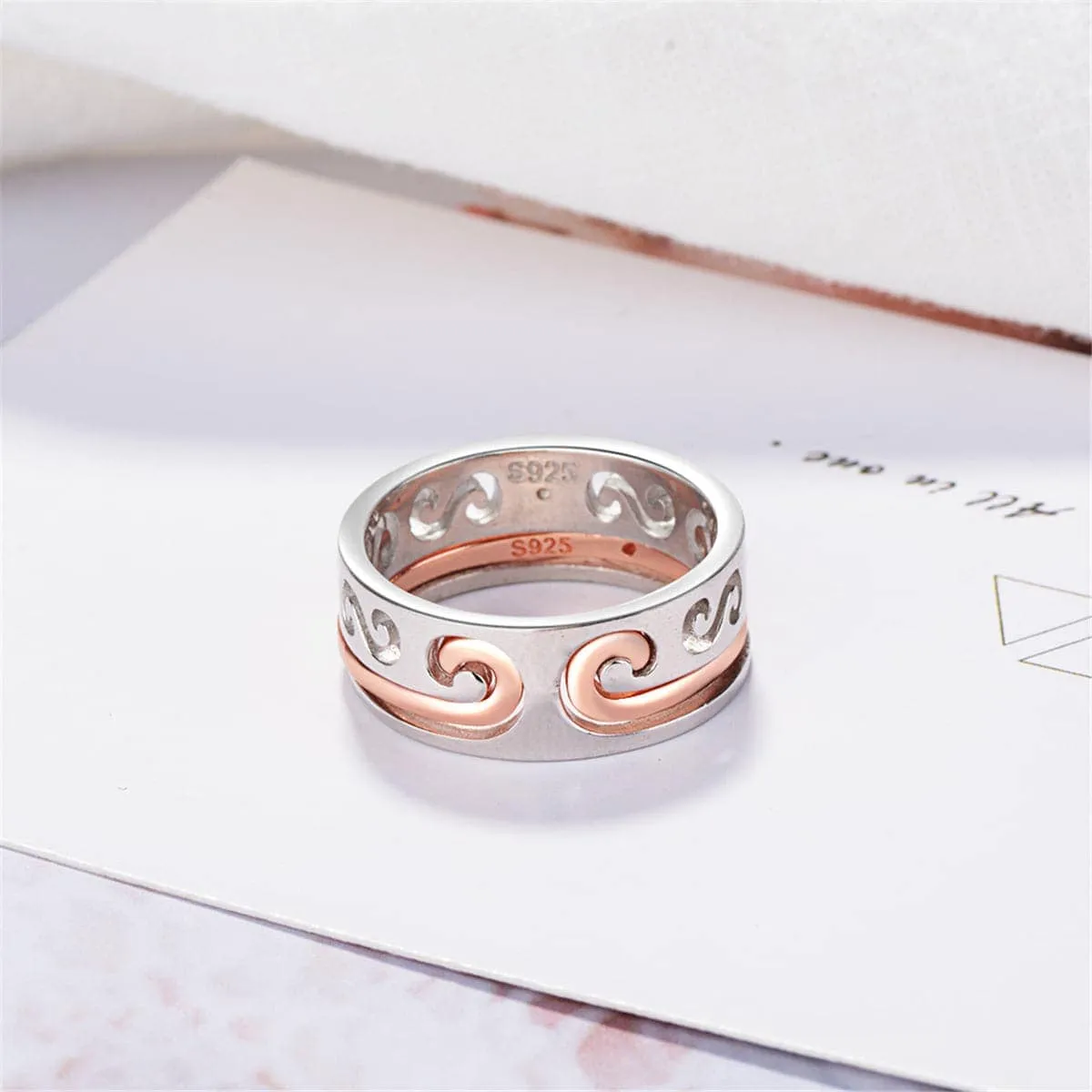 Silvertone & Rose Goldtone Swirl Band Ring Set sold by Zulily product image thumbnail 3