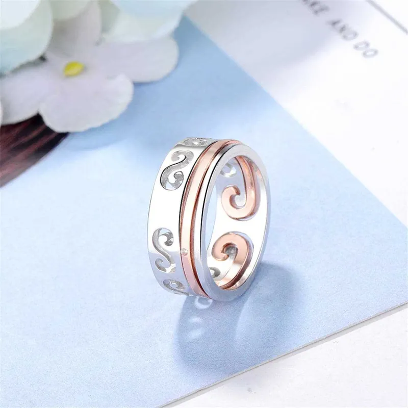 Silvertone & Rose Goldtone Swirl Band Ring Set made by Zulily