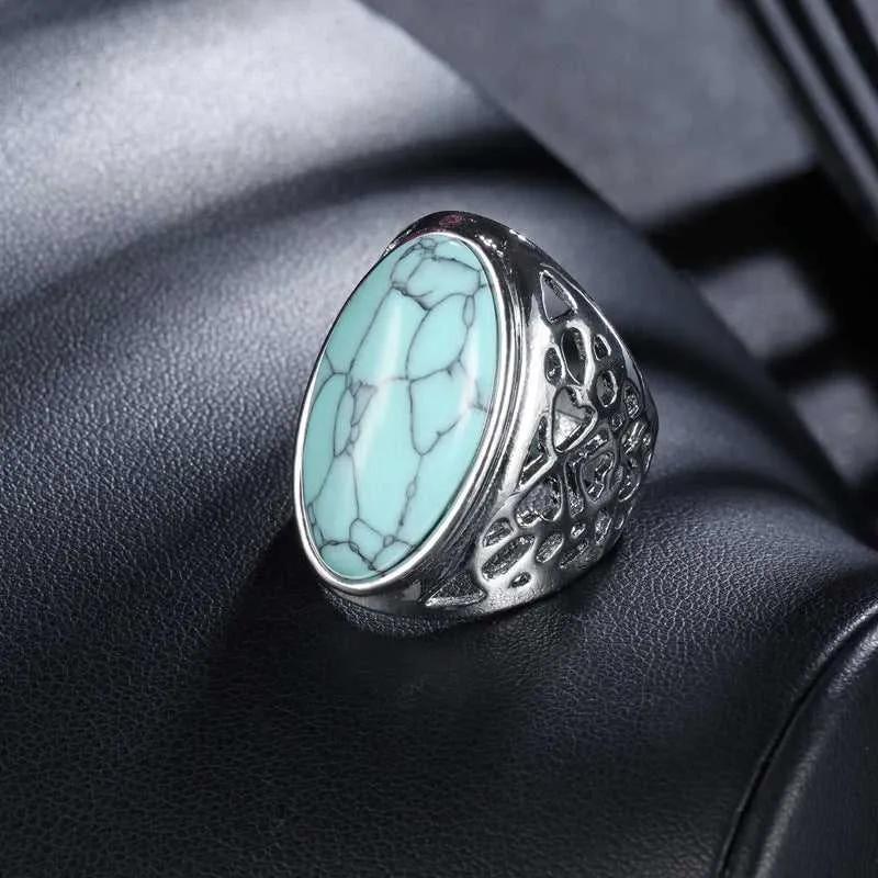 Turquoise & Silvertone Oval-Cut Ring made by Zulily