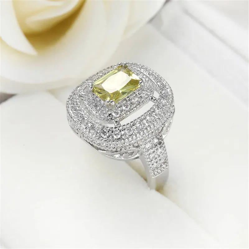 Yellow Crystal & Cubic Zircon Layered Halo Ring made by Zulily