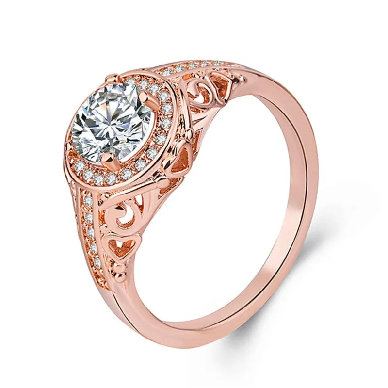 White Round Crystal & Rose Goldtone Ring made by Zulily