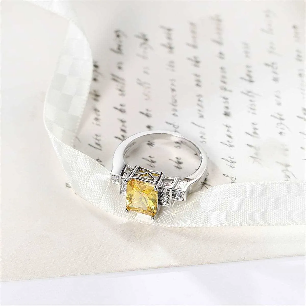 Yellow Cubic Zirconia & Crystal Baguette-Cut Ring sold by Zulily