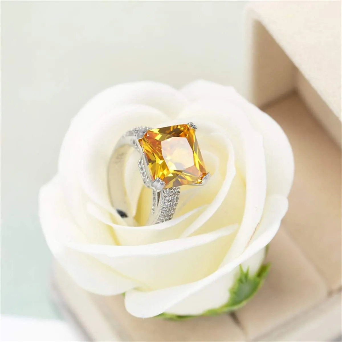 Yellow Crystal & Silvertone Princess-Cut Ring sold by Zulily product image thumbnail 4