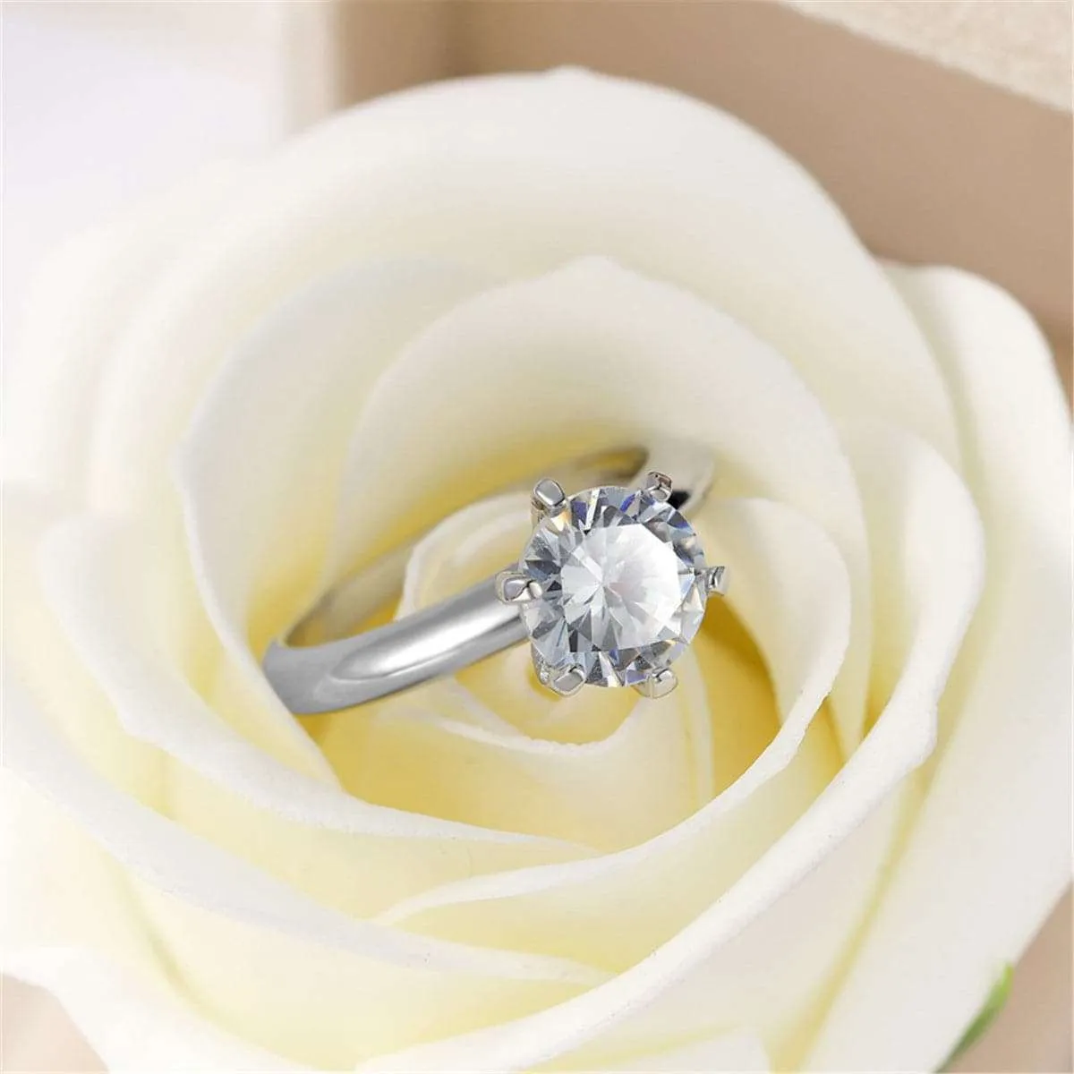 White Crystal & Silvertone Cocktail Ring sold by Zulily product image thumbnail 3