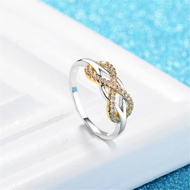 Cubic Zirconia & Two-Tone Infinity Band Ring made by Zulily