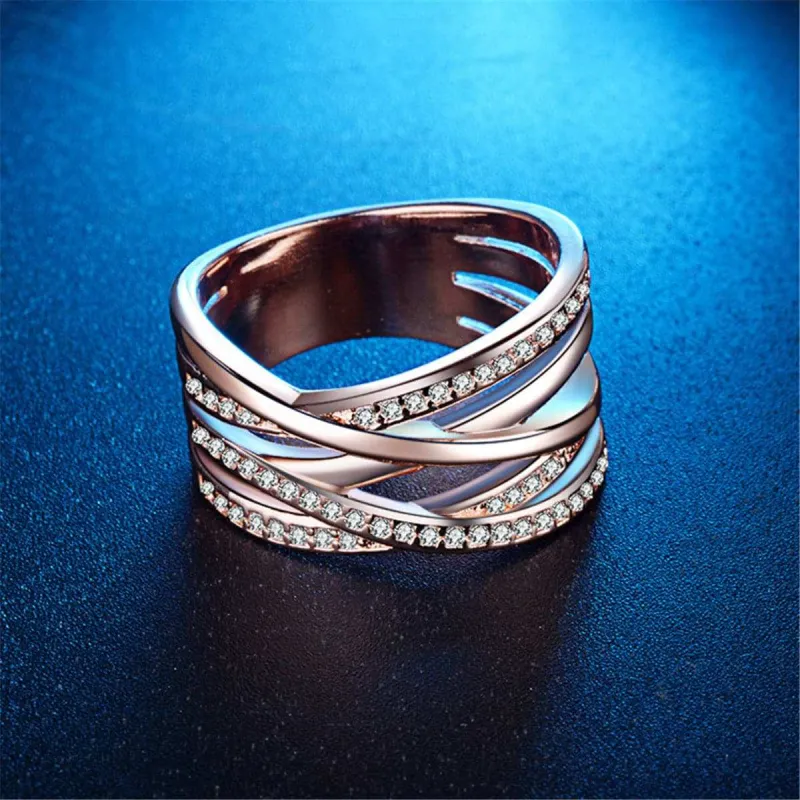 Cubic Zirconia & Silvertone Overlapping Band Ring made by Zulily