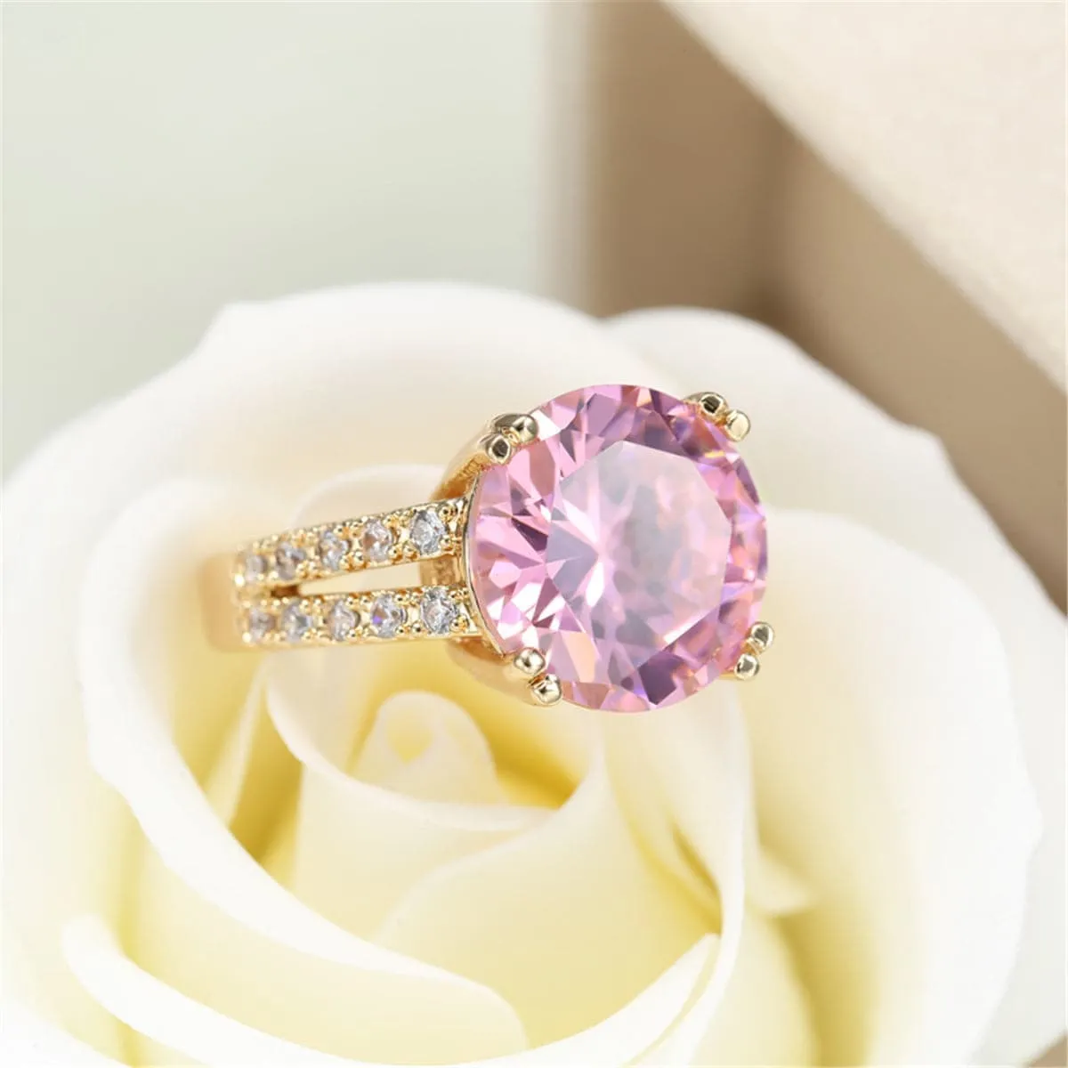 Pink Crystal & Cubic Zirconia Split-Row Round Ring sold by Zulily product image thumbnail 3