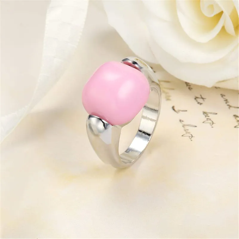 Pink & Silvertone Geometric Statement Ring made by Zulily